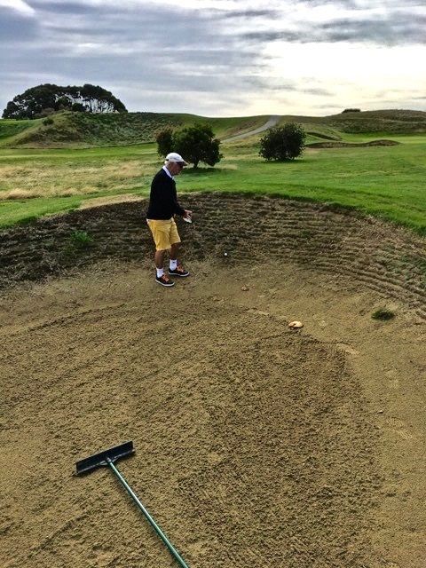 When is a ball in a bunker but not treated as a ball in a bunker?!   (When it is embedded in the wall! and its Michael's)